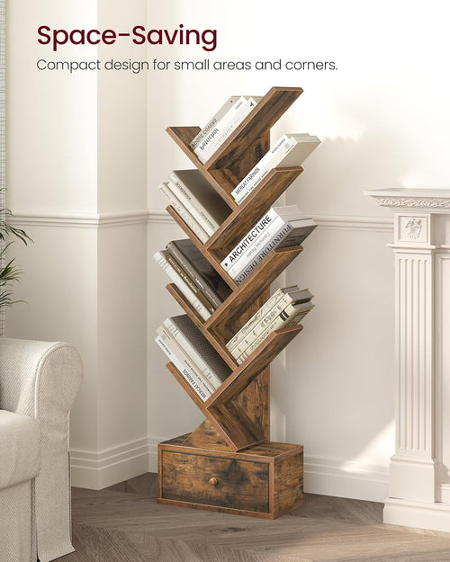 9 Tier Tree Book Shelf with Drawer