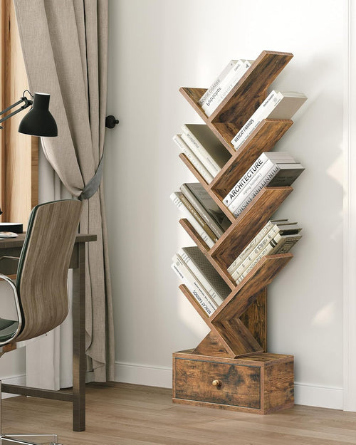 9 Tier Tree Book Shelf with Drawer