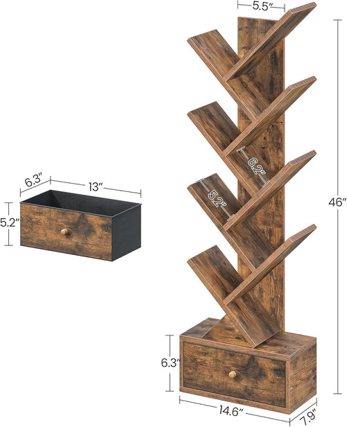 9 Tier Tree Book Shelf with Drawer