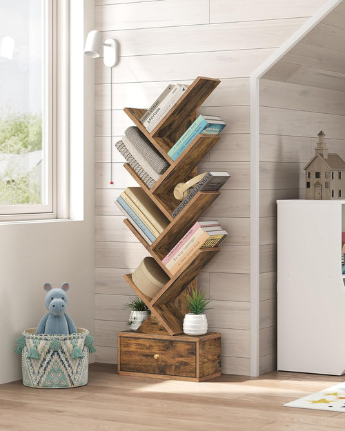 9 Tier Tree Book Shelf with Drawer